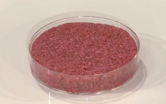 BBVA-OpenMind-Materia-futuro la carne de laboratorio-Carne cultivada 3-Presentación de la primera hamburguesa cultivada del mundo. Crédito: Foro Económico Mundial