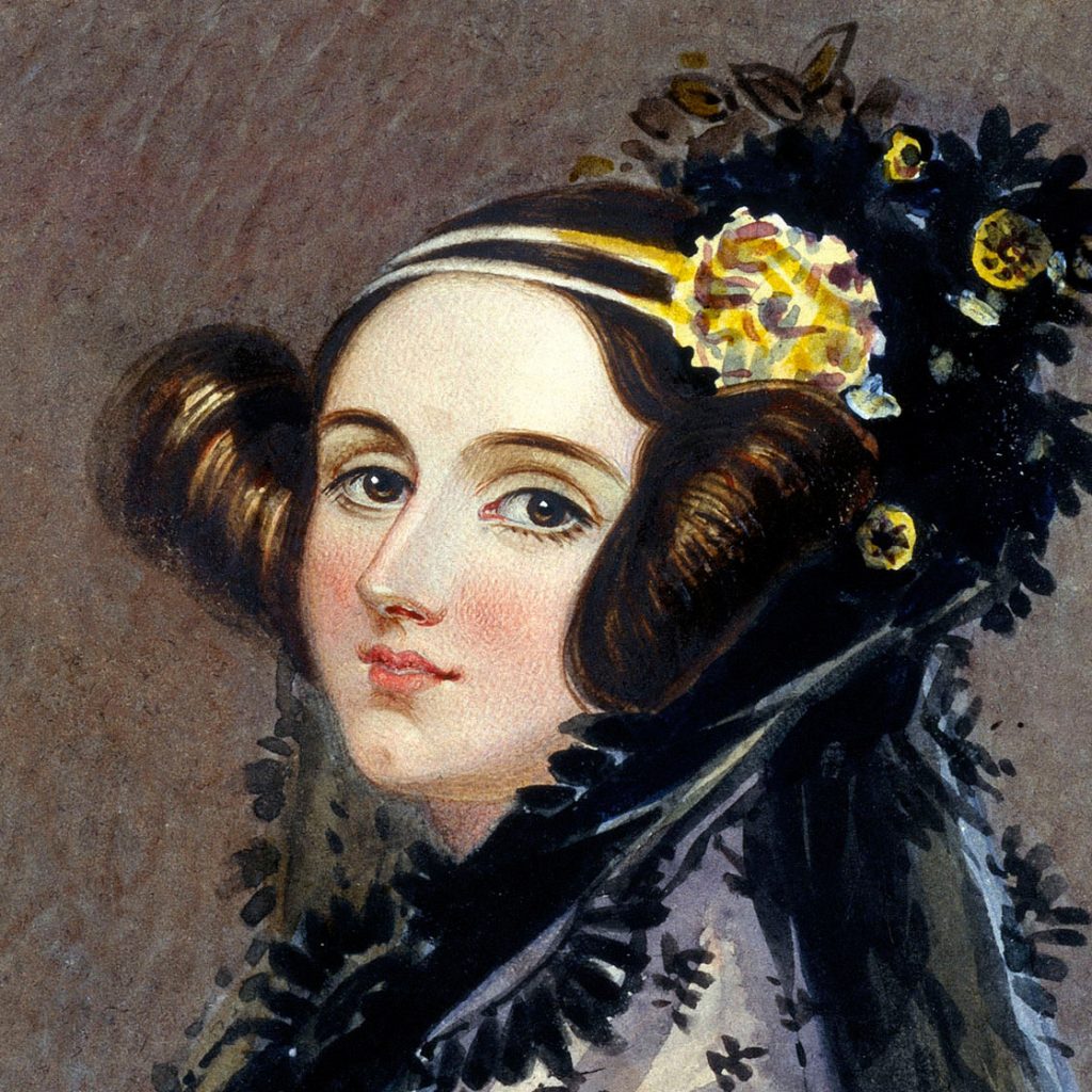 Detail of a portrait of Ada King, Countess of Lovelace, in 1840. Author: Alfred Edward Chalon