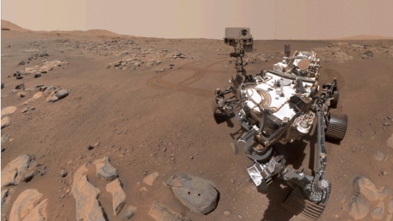 Selfie del rover Perserverance tomado desde la roca Rochette en Marte, el 10 de septiembre de 2021. Crédito: NASA