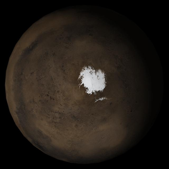 In July 2018, the likely presence of a large liquid lake beneath the ice at Mars' south pole was revealed, and subsequent studies have confirmed this. Credit: NASA/JPL/Malin Space Science Systems.