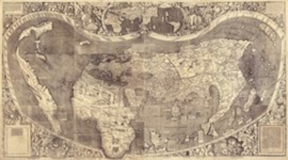 BBVA-OpenMind-Navascues-viaje Magallanes-Elcano-4-Mapamundi de Martín Waldseemüller,  de 1507. Librería del Congreso de EEUU.