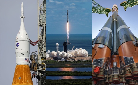 BBVA-OpenMind-Yanes-Vuelos espaciales amenaza para el clima y la capa de ozono_1 Tanto el combustible sÃ³lido del Space Launch System (izquierda), como la hidracina de la cÃ¡psula Crew Dragon (centro) o el queroseno de los Soyuz (derecha) son altamente contaminantes. CrÃ©dito: Getty Images.
