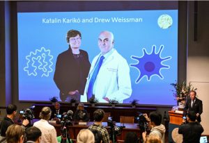 The immense success of RNA vaccines and their contribution to the fight against the pandemic earned Karikó and Weissman the Nobel Prize in Physiology or Medicine in 2023. Credit:  JONATHAN NACKSTRAND/AFP via Getty Images.